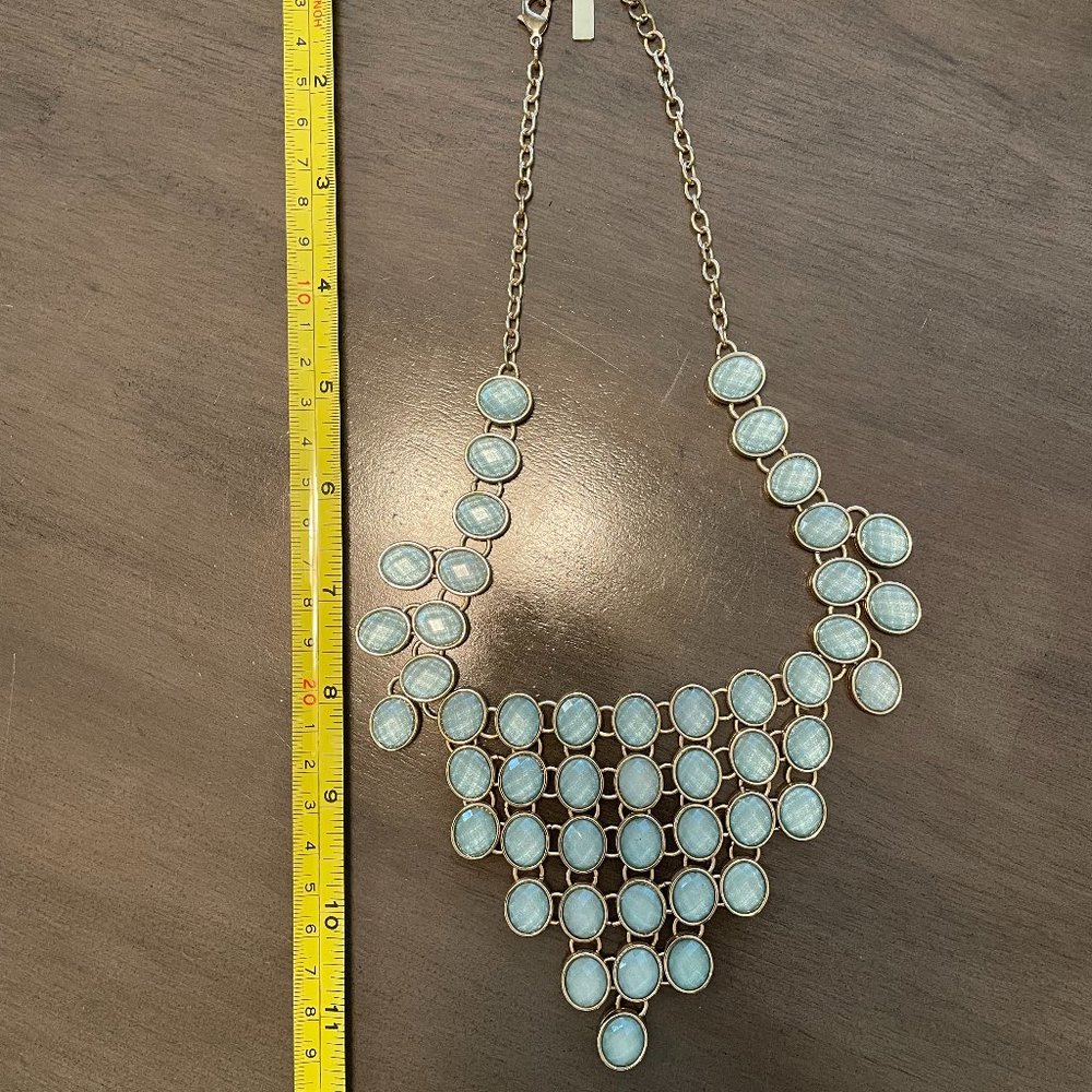 Teal & gold statement necklace